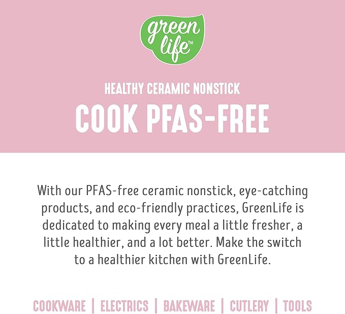 GreenLife 2.5QT Nonstick Saucepan with Glass Lid, Soft Grip, PFAS-Free Ceramic, Multipurpose Chef Pan, Milk & Sauce Cooking Pot, Dishwasher & Oven Safe to 350˚F, Stay-Cool Handle, Pink