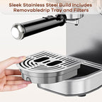 Espresso Machine with Milk Frother, 20 Bar Stainless Steel Coffee Machine, Espresso Maker with 34oz Removable Water Tank for Home, Office, Women or Men
