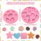 Cookie Fondant Molds, Mini Cake Decorating Silicone Mold Set of 2, Perfect for Cupcake Toppers, Cookie Dough, Sugar Craft Glue, Candy Chocolate, Flower Paste, Clay, Resin, Gypsum