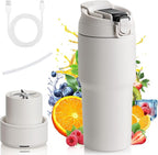 Kawu Personal Blender, 23oz Stainless Steel Portable Blender for Shakes and Smoothies, Electric Shaker Bottle with 10 Blades, USB Rechargeable Travel Mixer with Straw & Lid for Gym Office Home