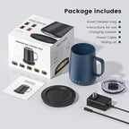 Smart Self Heating Coffee Mug,14oz Temperature Control Coffee Mug,Hot up to 150°F,Rechargeable Heated Coffee Mug,Up to 6H Battery Life,Coffee Cup Warmer,Great Gift for Coffee Lovers,Dad,Mom (Blue)