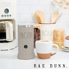 Rae Dunn Electric Milk Frother Steamer -Stylish Automatic Milk Steamer and Frother, Milk Warmer, Hot and Cold Foam Maker for Coffee, Latte, Cappuccino, Macchiato - 550 Watt (Sand)