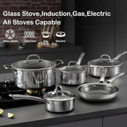 Sauce pan with lid,1.5 Quart & 2.5 Quart Hybrid Nonstick Sauce pans set, Stainless Steel cookware,non stick Pots PFOA Free,Works on Induction,Ceramic and Gas Cooktops