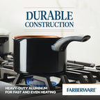 Farberware Glide Nonstick Sauce Pan/Saucepan with Straining and Lid, 3 Quart, (Black)