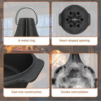 Wood Stove Steamer & Woodstove Steamer Stove Humidifier Cast Iron, 2.3 Quart Round Fireplace Humidifier & Simmer Pots with Heart-shaped Vent At The Top Covers (Round-1)