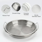 Oil Filter Tray, Stainless Steel Mesh Drain Basket Colanders Air Fryer Accessories for Fried Food Draining Rack Barbecue Grill Tray Net Draining Pan Strainer for Vegetable Dessert (9.5 Inch)