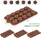 Puyeipt 4 Pcs Silicone Chocolate Molds, Non-Stick Candy Molds for Making Bite Size Chocolates, Candies, Truffles, Gummies, Jelly (Heart, Sunflower, Rose, Square, Swirl Shaped)