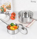 MICHELANGELO Stainless Steel Saucepan Set, 1QT & 3QT Saucepans with Lids, Nonstick Sauce Pan with Lid, Stainless Steel Pot Set 4 Pieces, Dishwasher Safe, Induction Compatible