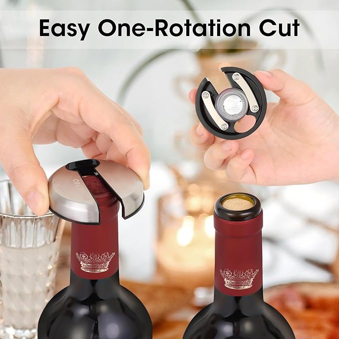 Beneno Multifunctional Wine Bottle Opener Gift Wing Corkscrew, Foil Cutter, Vacuum Stopper & Aerator Pourer, Perfect for Wine Lovers Man Woman, Elegant Black