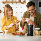 Electric Milk Frother and Steamer - 4-in-1 Automatic Coffee Steamer Frother with 10.5OZ (300ML) Capacity, Warm and Cold Foam Maker for Coffee, Latte, Cappuccino, Macchiato, and Hot Chocolate (Black)