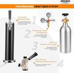 ROVSUN BF-152 Full Size 5.4 Cu.Ft, Beer Kegerator with CO2 Tank Included, Draft Beer Dispenser for Home Bar, 152L Beverage Refrigerator Direct Cool, Metal Cabinet, Single Tap, Black