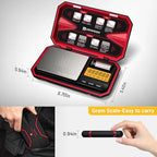 UNIWEIGH Travel Digital Pocket Scale 200g/0.01g, Digital Gram Scales, Mini Food Scale with 50g Calibration Weight for Food, Powder,Small Items, Tea, Jewelry, Coins (Battery Included)-Red