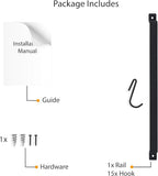 Wallniture Casto 30" Gourmet Kitchen Rail with 15 S Hooks for Hanging Kitchen Utensils Set and Cookware, Iron, Frosty Black