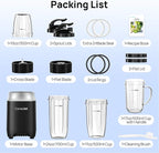 Consciot CB10 16Pcs Personal and Countertop Blender Combo, Coffee and Spice Grinder, Make Shakes and Smoothies, Frozen Drinks, Baby Food, Spreads & More, 4 Portable BPA Free To-Go Cups, 900 Peak Watt