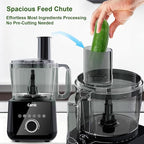 Camic Food Processor and Blender for Home Use, 600W, Blending, Grinding, Shredding, Slicing, Doughing, Meat and Vegetable Chopping, Ice Crushing, 6 Presets, Easy to Operate and Clean (Upgrade Version)