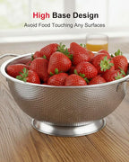 5.5-Quart Kitchen Colander, Stainless Steel Pasta Strainer with Handle and Base for Vegetables, Fruit, Spaghetti