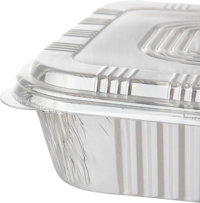 Waytiffer 20-Pack Disposable Aluminum Foil Tins - Heavy Duty Square Cake & Baking Pans with Plastic Dome Lids