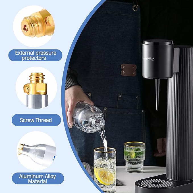 60L CO2 Cylinder for SodaStream, CO2 Canister Threaded Cylinders Compatible w/All Threaded 'Screw-In' Soda Makers, FIZZ, ONE TOUCH, JET, etc. - Set of 2