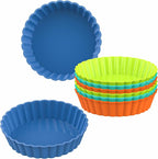 Webake 8 Pack Silicone Tart and Pie Molds, 5 Inches Silicone Round Mold Individual Small Fluted Cake Pans Mini Quiche Tart Pans for Baking