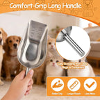 Palksky Dog & Cat Food Scoop, 1 Cup Stainless Steel Pet Food Measuring Cup with Long Handle, Precision Scale, Easy to Clean for Wet or Dry Food, 1 Pack