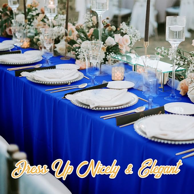 BRILLMAX 10 Pack Royal Blue Tablecloths for 8 Foot Rectangle Tables 60 x 126 Inch - 8ft Rectangular Bulk Linen Polyester Fabric Washable Cloth Cover for Wedding Reception Banquet Birthday Party