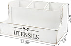 RedCall Extra Large Kitchen Utensils Holder 4 Compartments,Wood Utensil Organizer for Kitchen Countertop,Farmhouse Cooking Utensil Holder with Spice Storage space (Antique)