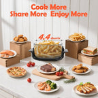 4.4QT Glass Air Fryer Non-Toxic, 4 Presets & Manual Control, 180-400℉ Precise Heat Smart Air Fryer Oven, Auto-Pause & Resume, Microwave & Dishwasher Safe Dual Glass Container