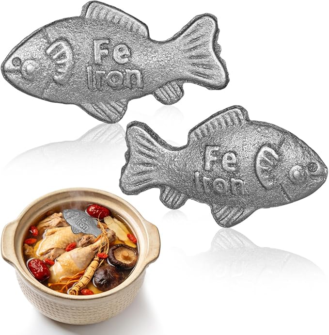Balacoo 2 Pcs Iron Fish for Cooking, Natural Iron Supplement Tool for Pregnant Women Vegans Athletes - Safe & Effective Cooking Tool (fish-shaped)