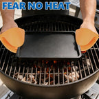 SafBbcue Upgraded 2-IN-1 Reversible Cast Iron Griddle, 17.5 x 10.8 Inch Griddle Pan with Silicone Cooling Handle, Griddle for Gas Stove, Electric, Flat Top, Portable for Stovetop or Outdoor Camping