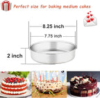 TeamFar 8 Inch Cake Pan, 4 Pieces Stainless Steel Round Tier Baking Cake Pans Set for Baking Steaming, Fit in Oven Pressure Cooker Pot, Healthy & Sturdy, Mirror Finish & Dishwasher Safe