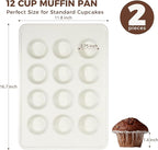 HONGBAKE 2 Pack Nonstick Ceramic Muffin Pan, 12 Cup Muffin tin for Baking, Non-toxic Cupcake Pan, Heavy-duty Aluminized Steel Cupcake Tray with Diamond Texture, Easy To Clean (Cream, 2PCS)