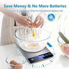 Food Kitchen Scale, Digital Food Scale 33lb Digital Kitchen Scale Precisely Measures Grams and Ounces for Meal Prep Baking and Cooking, Rechargeable 304 Stainless Steel Kitchen Scale LCD Display