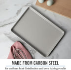 Martha Stewart Gallen 13 x 9 Inch Nonstick Carbon Steel Cookie Sheet – Cool Grey, Durable Bakeware for Even Baking and Easy Cleanup