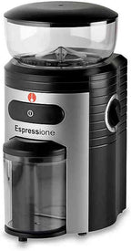 Espressione Professional Conical Burr Coffee Grinder, Black/Silver, 8.5-Oz.