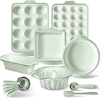 COOK WITH COLOR 17 Pc. Silicone Baking Pan Set - Non-Stick & Easy Clean Silicone Muffin Pans for Baking with Sturdy Metal Frame for Stability, Flexible Cake Molds, Includes Measuring Cups and Spoons