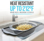 Comfify XL Large Kitchen Strainer - Collapsible Silicone Over-The-Sink Colander with Extendable Handles - Use with Pasta, Fruit, Berries & Veggie - 6 Quart - Gray