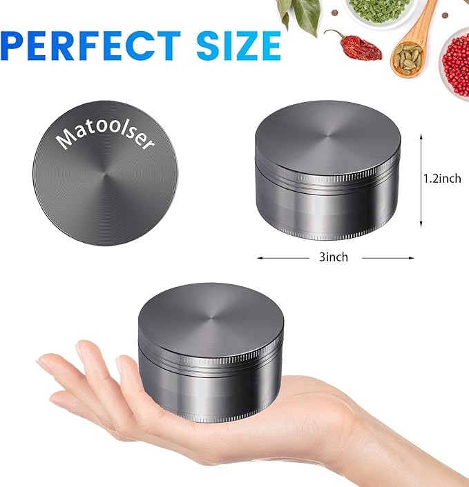 Matoolser 3 Inch Spice Grinder Mills for Kitchen (Gray)