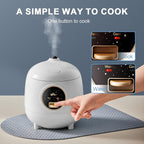 Bear Mini Rice Cooker 2 Cups Uncooked, 1.2L Portable Non-Stick Small Travel Rice Cooker, BPA Free, One Button to Cook and Keep Warm Function, White