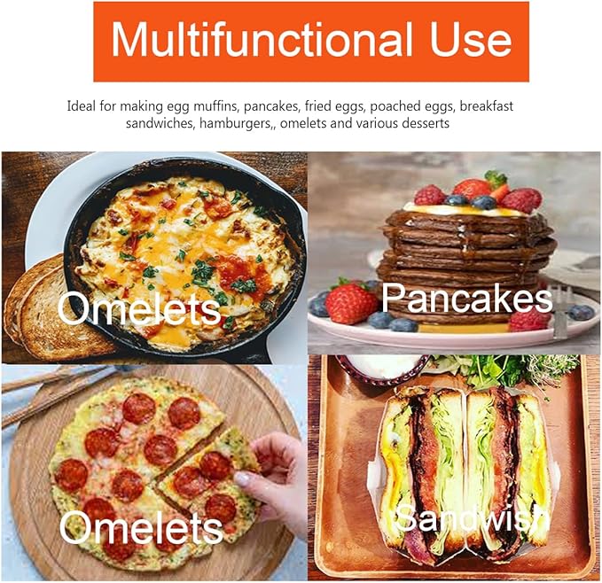 4 Packs 6 Inch Pancake Ring for Griddle, 6"Omelette Ring for Griddle, Non-stick Stainless Steel Pancake Egg Ring Omelet Mold Pancake Mold Cake Mold Crumpet Circle Silicone Handle Spatula & Oil Brush