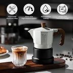Bincoo Three Valve Espresso Maker Stovetop,Camping Moka Pot 2 Cup/120ML,Stove Top Espresso Italian Coffee Maker