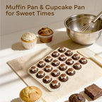 Silicone Muffin Pans for Baking Nonstick 2 Pcs, 24 Cup Mini Cupcake Pan, Food-Grade Silicone Baking Molds for Cupcakes, Freezer, White