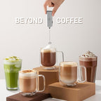 Mini & Mighty Milk Frother Wand – Powerful Handheld Coffee Frother, Battery Operated Drink Mixer – Compact Pocket Size – Detachable Whisk for Latte, Cappuccino, Matcha, Hot Chocolate – Silver Black