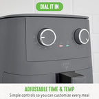 GreenLife 4.5QT Air Fryer, Mechanical Dial Controls, PFAS-Free Ceramic Nonstick Drawer, Adjustable Temp & Timer, LED Indicator, Oil-Less Cooking, Dishwasher Safe, Compact Family Size, Graphite