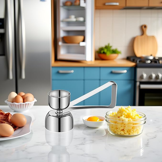 Silver Egg Shell Opener Egg Topper Cutter, Stainless Steel Egg Cracker Separator for Raw, Soft or Hard Boiled Egg Separators Specialty Tools and Gadgets