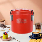 Eapmic 5.28Qt Insulated Food Container, Stainless Steel Container, 5L Commercial Soup Carrier 15 Hours Heat Preservation for Hot and Cold Food Storage Restaurant Canteen Home Lunch Use (Red, 5L)