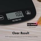 NUTRI FIT Food Scale for Kitchen Scales Digital Weight Grams and Ounces, Baking Scale Accurate for Weight Loss, Cooking, Coffee, Keto Diet, Meal Prep, 0.1oz Ultra Slim Smart Tare Black