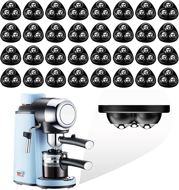 Self Adhesive Caster Wheels for Countertop - Furniture Sliders & Appliance Rollers for Kitchen, Coffee Machine, Blender, Oven - Easily Solves The Problem of Desktop Sliding (Black, 32pcs)