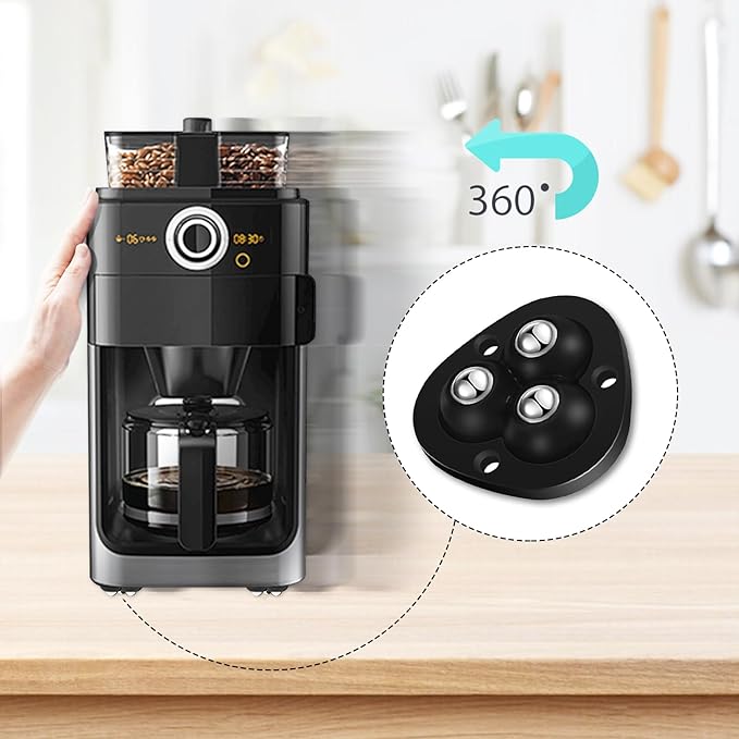 Appliance Casters - Furniture Sliders & Appliance Rollers for Kitchen, Coffee Machine, Blender, Oven - Helps Mom or Wife Easily Solve Countertop Sliding (Black, 8pcs)