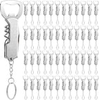 Ziliny 48 Pcs Bottle Opener Keychain Bulk Wine Bottle Beer Opener Keychain 3.27" Stainless Steel Corkscrew Waiter Corkscrew Wine Keyring Gifts for Christmas Bar Party Wedding Home (Silver)