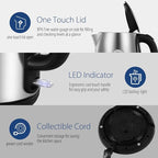 COMFEE' Stainless Steel Electric Kettle, 1.7 Liter Tea Kettle Electric & Hot Water Kettle, 1500W Fast Boil with LED Light, Auto Shut-Off and Boil-Dry Protection